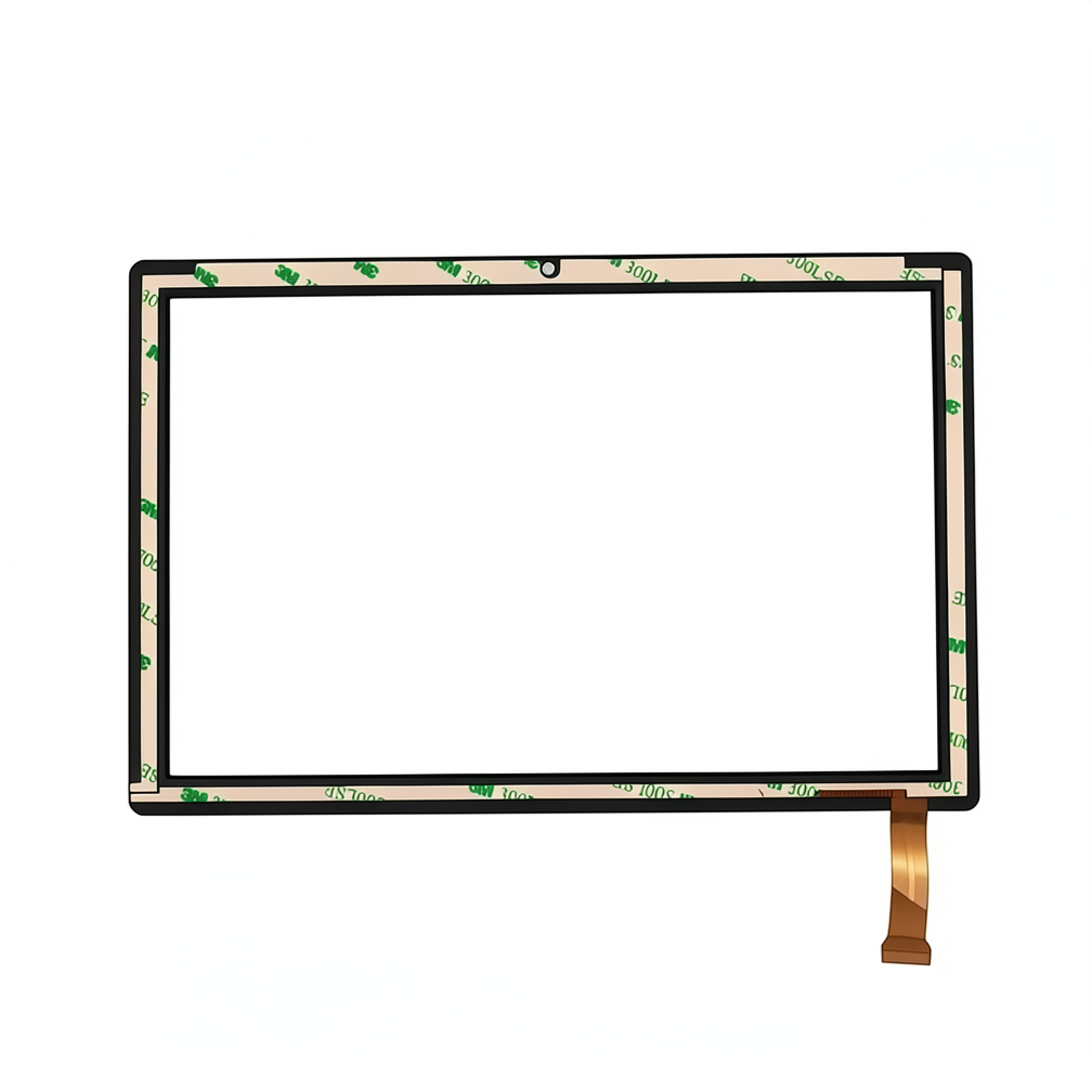 Back view of Okaysea KT1006 touch screen glass showing adhesive tape