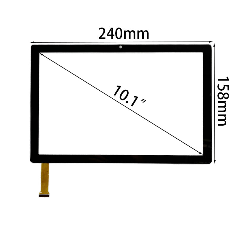 Front view of 10.1 inch replacement touch screen digitizer glass for Wqplo WPL1001 MB1001 tablet