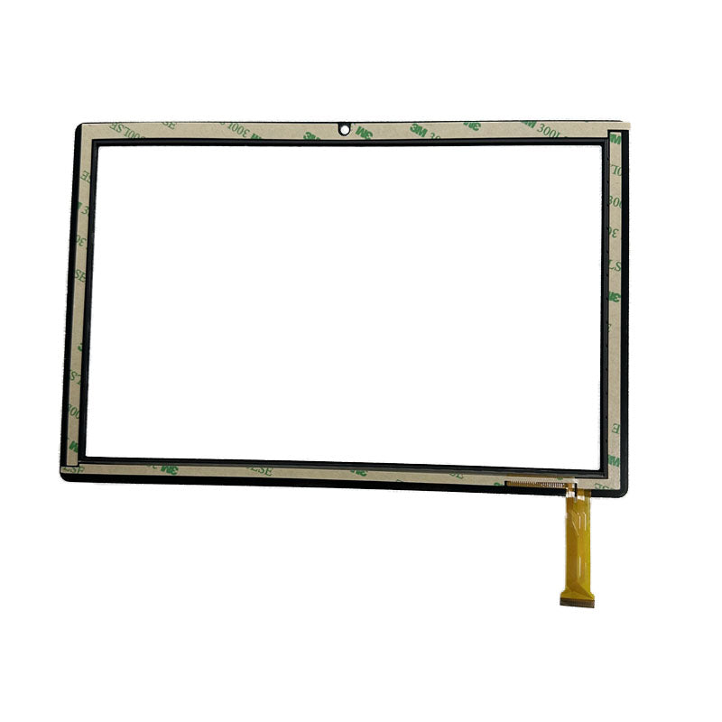 Back view of 10.1" XC-PG1010-598-FPC-A1 touch glass with adhesive tape