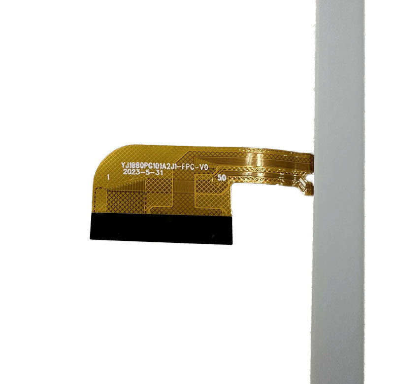 Close-up view of the internal flex cable showing YJ1880PG101A2J1-FPC-V0 printed text to verify pin configuration and version