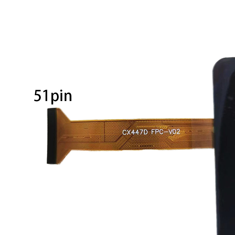 Close-up view of the internal flex cable showing CX447D FPC-V02 printed text to verify pin configuration and version